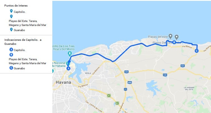 Ruta Habana Vieja - Playas del Este y Guanabo.