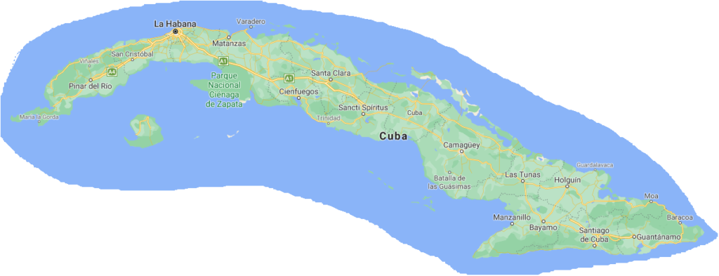 Mapa de Cuba con carreteras principales